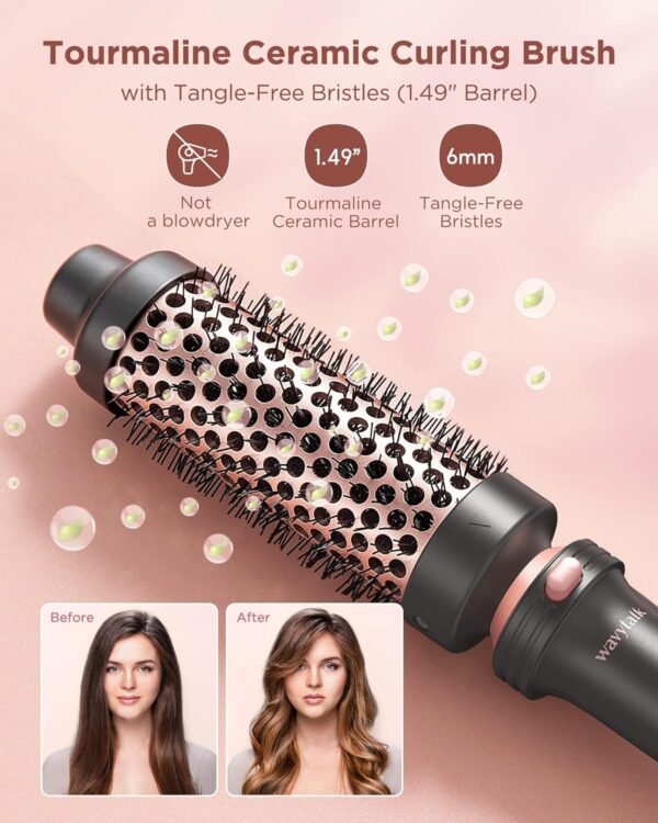 81aCSBdjiAL._SL1500_.jpg Wavytalk 5 in 1 Curling Iron Set with Curling Brush and 4 Interchangeable Ceramic Curling Wand (0.35"-1.25”), Instant Heat Up, Dual Voltage Hair Curler
