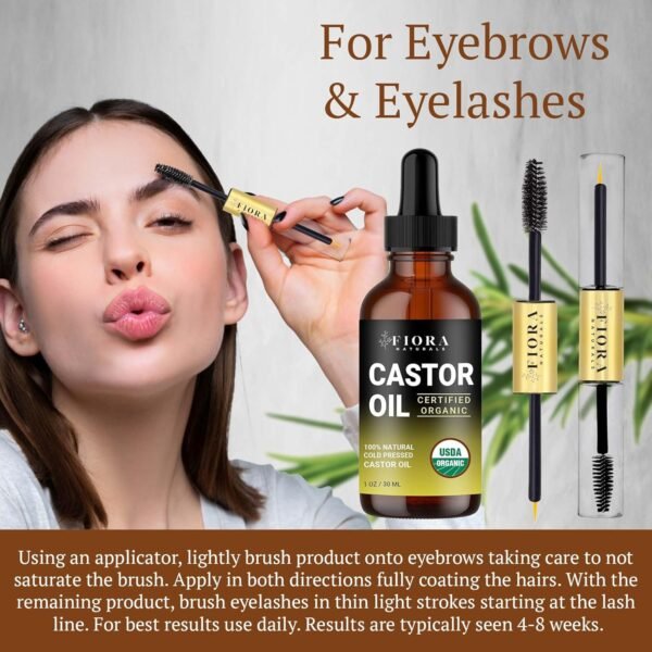 81aG-4xW1CL._SL1500_.jpg Organic Cold Pressed Castor Oil USDA Certified Eyelash and Hair Growth Serum, Hexane-Free, Conditions and Stimulates Growth for Lashes, Brows and Hair