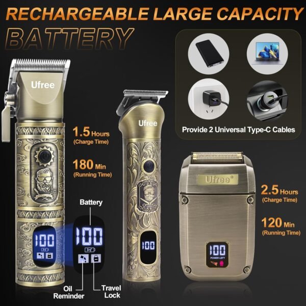 Ufree Beard Trimmer, Hair Clippers Mens Shaver Electric Razor, Hair Trimmer for Men Cordless Barber Clippers and Trimmers Set, Hair Cutting Kit for Men Grooming Gifts