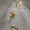 Delta Faucet Nicoli 14 Series Single-Handle Tub and Shower Trim Kit, Shower Faucet with 5-Spray H2Okinetic Shower Head, Champagne Bronze 144749-CZ (Shower Valve Included)