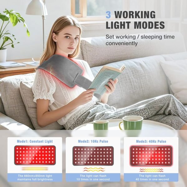 Red Light Therapy for Body, 3-in-1 Infrared Light Therapy pad with 660nm Red & 850nm Near Infrared, Auto Timer & 3 Modes, Easy-Use Home Therapy Belt for Pain Relief & Muscle Recovery