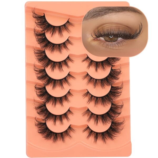 81aiZWqGPuL._SL1500_.jpg False Eyelashes Wispy Lashes Natural Look Fake Eyelashes Cat Eye Lashes Mink Fluffy Strip False Lashes Fox Eye Lashes Pack 7 Pairs ALICROWN