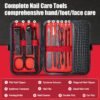 Manicure Set 10 in 1 Mens Gifts Travel Nail Clippers Set for Him, Mens Grooming Manicure Kit Pedicure Tools for Men Women Girls Boys Parents Husband Wife with Black Leather Case
