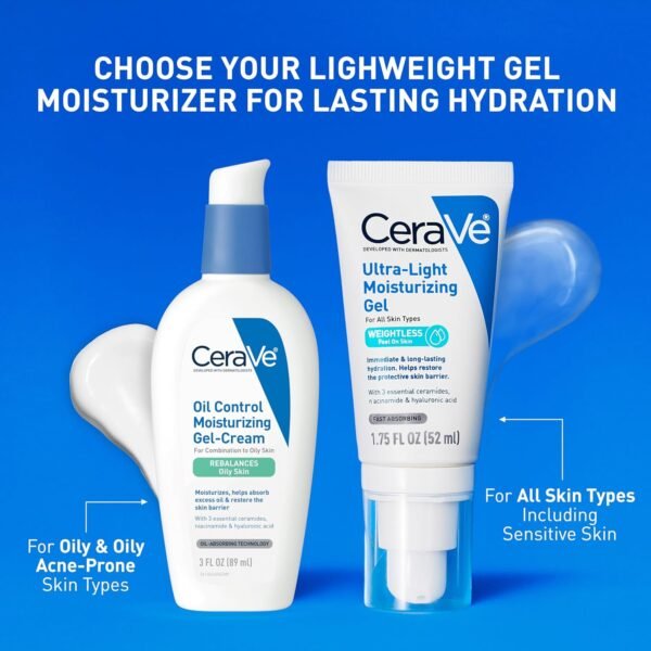 81c6ibmRzAL._SL1500_.jpg CeraVe Oil Control Moisturizing Gel-Cream, Face Moisturizer for Oily Skin, Niacinamide, Hyaluronic Acid & Oil Absorbing Technology To Rebalance Oily Skin, Non-Comedogenic, Fragrance Free & Oil-Free