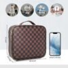 81c7uG-13QL._AC_SL1500_.jpg Checkered Makeup Bag, Portable Makeup Bag with Adjustable Partition, Cosmetic Bags for Women Toiletry Travel Organizer Portable Make Up Bags for Christmas Birthday Gifts