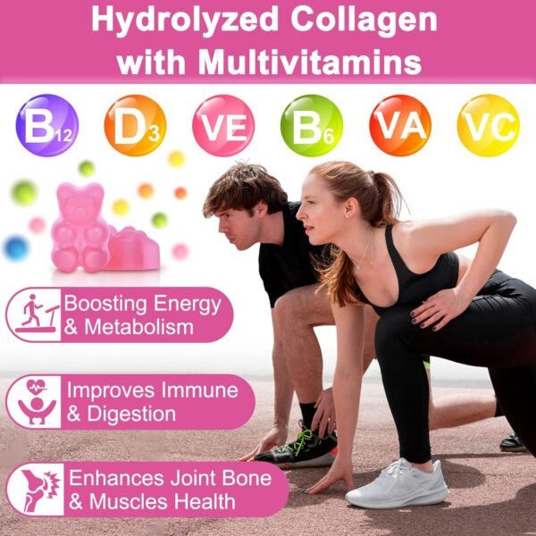 81dDP70tRL._AC_SL1500_.jpg Multi Collagen Peptides Gummies, Type I, II, III, V, X - Hydrolyzed Collagen Peptides with Biotin, Hyaluronic Acid, Supports Healthy Skin, Strong Nails & Thick Hair, 60 Count, 1 Pack