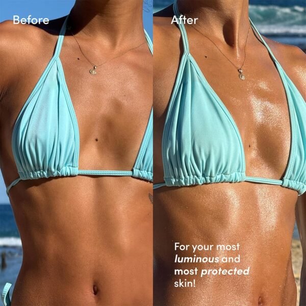 Coco & Eve Tan Boosting Anti-Aging Body Oil SPF45 - Tanning Accelerator Pump, UVA UVB Sun Protection | Moisturizing Outdoor Bronzing Enhancer with Natural Ingredients, Antioxidants (5.07 Fl Oz)