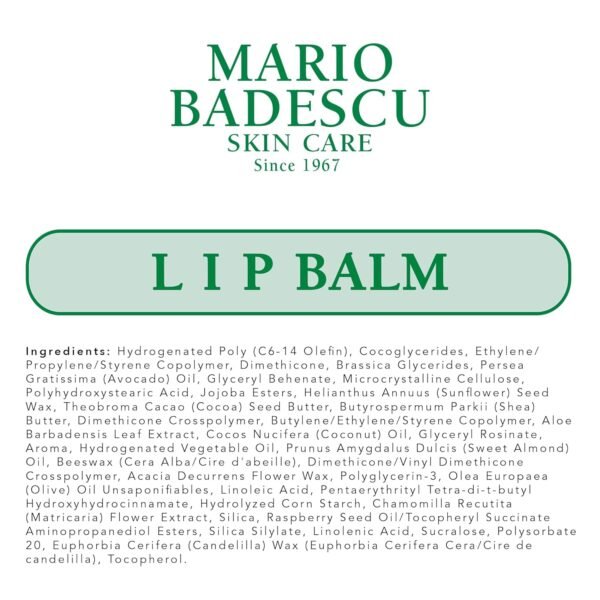 Mario Badescu Moisturizing Lip Balm for Dry Cracked Lips, Infused with Coconut Oil and Shea Butter, Ultra-Nourishing Lip Care Moisturizer for Soft, Smooth and Supple Lips