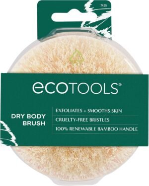 EcoTools Dry Brush, Gentle Exfoliating Scrubber for Skincare and Beauty, Pore Cleansing, Pink