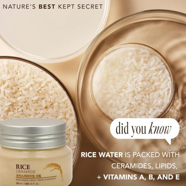 81eEx3BsicL._SL1500_.jpg The Face Shop Rice Ceramide Moisturizing Cream - Rice Extract + Rice Bran Oil - Hydrating Targets Dryness, Brightening - Dermatologically Tested - Lightweight Moisturizer Face Cream - Korean Skin Care