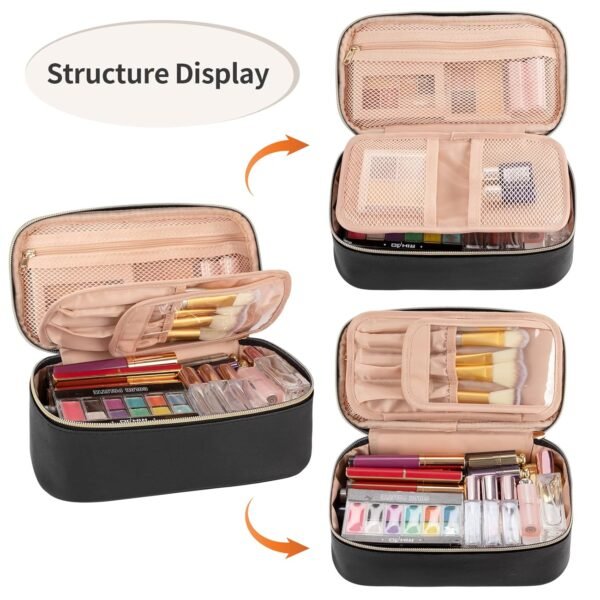 81eL1mj3D6L._SL1500_.jpg OCHEAL Small Cosmetic Bag,Portable Cute Travel Makeup Bag for Women and girls Makeup Brush Organizer cosmetics Pouch Bags-Black