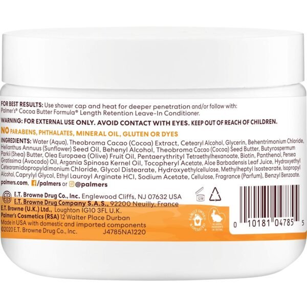 Palmer's Cocoa Butter & Biotin Length Retention Deep Conditioner, Strengthen, Nourish and Restore Elasticity and Shine, Suitable for All Curly Hair Patterns 8.5 Ounce