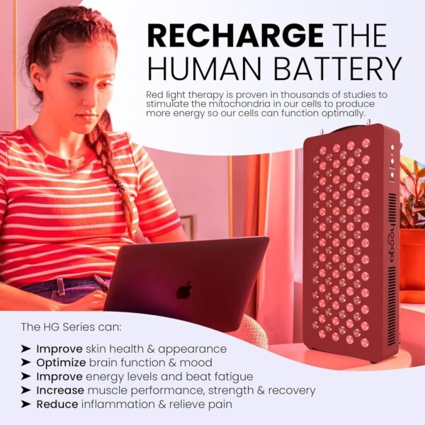 81ec7Zt8HRL._AC_SL1500_.jpg Hooga Red Light Therapyfor Face & Body, 60 LEDs, 660nm Red 850nm Near Infrared with Timer for Pain Relief, Skin Health, Anti-Aging, Sleep, Energy & Recovery, Includes Hanging Kit & Handle - HG300
