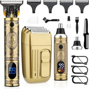 Professional Hair Trimmer for Men,Hair Clippers Nose Hair Trimmer Shaver Set,Cordless Barber Clippers,T-Blade Beard Trimmer Electric Shaver Razor for Men Haircutting Grooming Kit