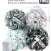 Loofah Sponge, XXL Large Loofah 100g 4 Pack, Bath Sponge Soft Mesh Shower Loofah for Men, Body Scrub, Shower Pouf Bath Accessories, for Body Wash, Soap (Blue Gray)
