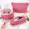 81fVtVyRomL._SL1500_.jpg ZLFSRQ 3Pcs Checkered Makeup Bag for Women Large Small Checkered Cosmetic Bag Set Cute Aesthetic Pink Makeup Pouch for Purse Travel Toiletry Bags Preppy Pencil Bags Zipper Skincare Storage Organizer