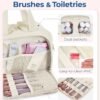 BAGSMART Travel Toiletry Bag, Lightweight Large Wide-open Travel Bag for Women, Puffy Cosmetic Makeup Bag Organizer with Handle for Accessories,Essentials, Toiletries, Grayish Brown