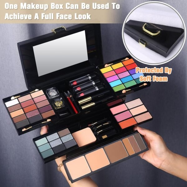 Professional Makeup Kit for Women Girl Full Kit with Mirror 60 Colors All in One Make up Gift Set Included Eyeshadow,Blusher,Highlighter,Compact Powder,Brow Powder,Lipstick,Glitter,Eyeliner,Mascara 02