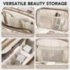 Travel Makeup Bag Women's Large Capacity Cosmetic Portable Organizer Large Opening Waterproof Storage Toiletry Bags Vertical Free-Standing Brush Holder for Easy Access Copper
