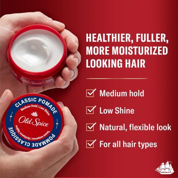 Old Spice Classic Pomade for Men, Medium Hold, Low Shine, Men's Hair Styling, 2.22 Oz