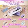 81gfH8Kc6pL._AC_SL1500_.jpg Small Makeup Bag for Purse – 2 Pcs Clear Zipper Pouches, Soft, Elastic, Waterproof Plastic Small Cosmetic Bag for Purse, Space-Efficient, Stylish Design – Great for Organizing Essentials on the Go