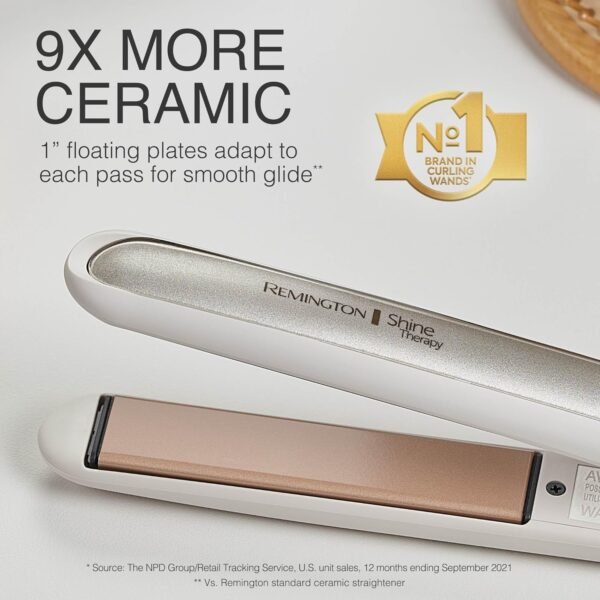 81ghXiZ-XVL._AC_SL1500_.jpg Remington Shine Therapy 1 inch Hair Straightener Iron, Flat Iron Infused with Argan Oil & Keratin, Professional Ceramic Flat Iron for Less Frizz, Shines and Smooth, Styling Tools