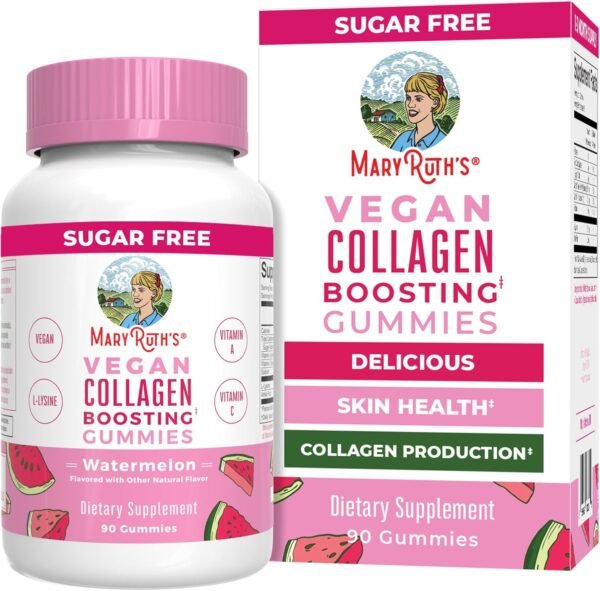 81gj81-LX9L._AC_SL1500_.jpg MaryRuth Organics Vegan Collagen for Women & Men, Collagen Boosting Gummies, Skin Care, Lysine, Vitamin C, Vitamin A, Amla, Supplement for Hair & Skin, Vegan, Non-GMO, Gluten Free, 90 Servings