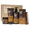 Every Man Jack Mens Sandalwood Beard Set - 5 Full-Sized Grooming Essentials For a Complete Routine - Beard + Face Wash, Beard + Face Lotion, Hydrating Beard Oil, Beard Butter, and Beard Comb