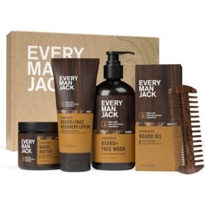 81hN-x-QYSL._SL1500_.jpg Every Man Jack Mens Sandalwood Beard Set - 5 Full-Sized Grooming Essentials For a Complete Routine - Beard + Face Wash, Beard + Face Lotion, Hydrating Beard Oil, Beard Butter, and Beard Comb
