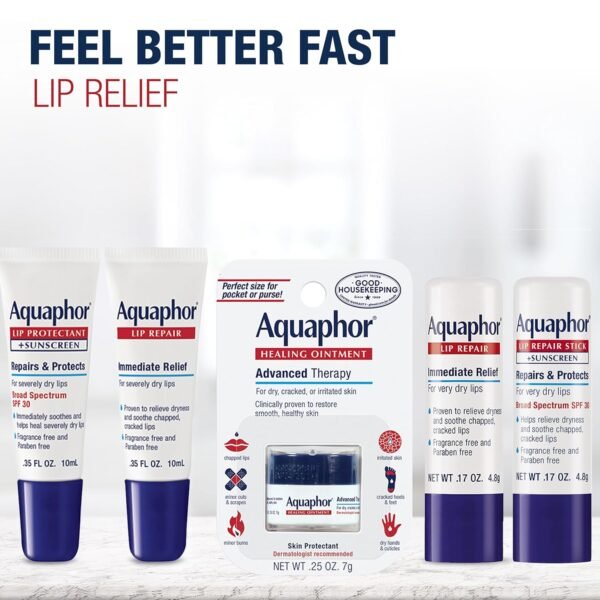 81hSSSkkdPL._SL1500_.jpg Aquaphor Lip Protectant and Sunscreen Ointment - Broad Spectrum SPF 30 - Relieves Chapped Lips - .35 fl. Oz. Tube