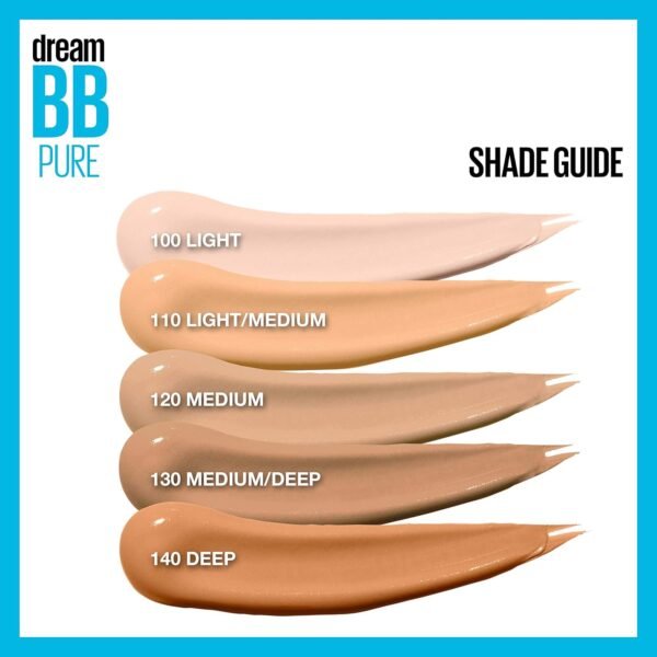 Maybelline Dream Pure Skin Clearing BB Cream, 8-in-1 Skin Perfecting Beauty Balm With 2% Salicylic Acid, Sheer Tint Coverage, Oil-Free, Light/Medium, 1 Count