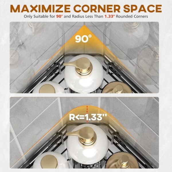 MAXIFFE Shower Caddy, 3-Pack Shower Organizer with Soap Holder, Corner Shower Caddy with 8 Hooks, Wall Mounted Shower Shelf for Bathroom, Kitchen, Countertop, Black