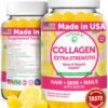 Lunakai USA Made Collagen Peptides Gummies - 200mg Non-GMO Anti-Aging Formula with Biotin, Zinc, Vitamins C & E for Hair, Skin and Nails, 60ct