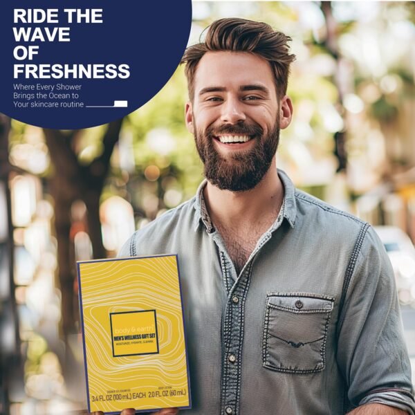 Bath and Body Gift Set for Men Body Wash Set with Fresh Ocean Scent Shower Gel, Body Lotion, Shampoo, Birthday Gifts for Men,regalos para hombre, Birthday Gifts for Him