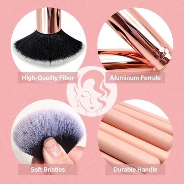 81kGzxXbqlL._SL1500_.jpg Makeup Brushes Set, Mlemle Professional 26 Pcs Makeup Kit, Include Powder Foundation Concealers Blush Eye shadows 21 Pcs Makeup Brushes and 2 Powder Puff, 3 Makeup Sponge(A01-Pink)