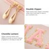 81kQsrhp4UL._AC_SL1500_.jpg HBselect 4 Pcs Chenille Letter Patch Makeup Bags - Portable Waterproof Cosmetic Organizer for Women