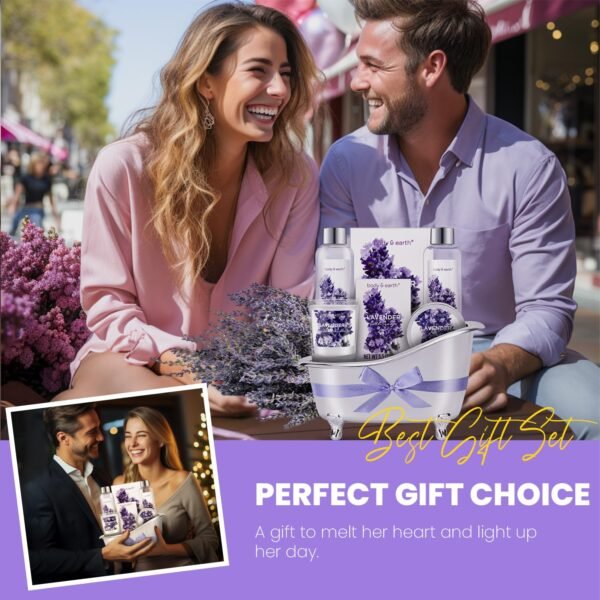 Gift Set for Women Body & Earth Gifts for Women Lavender Gift Baskets For Women Bath Sets for Women Gift with Bubble Bath Body Lotion Scented Candle Mothers Day Gifts Bath Gifts for Women