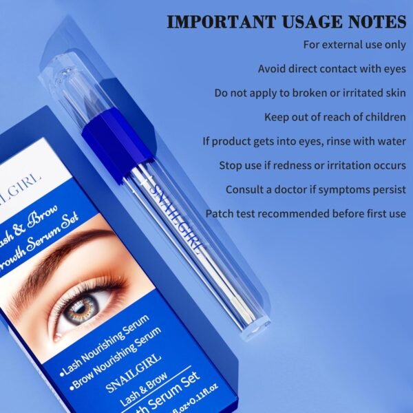 Kean Beauty Eyelash & Brow Growth Serum Set – Natural Biotin Formula to Enhance Lashes & Brows – 3ml x 2 – Gentle Formula for Sensitive Skin, Nourishing & Soothing