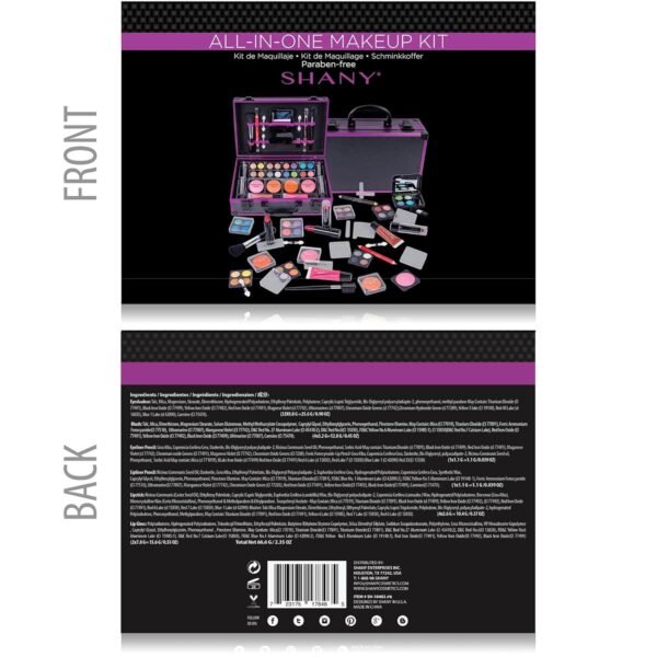 SHANY Carry All Makeup Train Case with Pro Makeup Set, Makeup Brushes, Lipsticks, Eye Shadows, Blushes, Powders, and more - Reusable Makeup Storage Organizer - Premium Gift Packaging - Purple