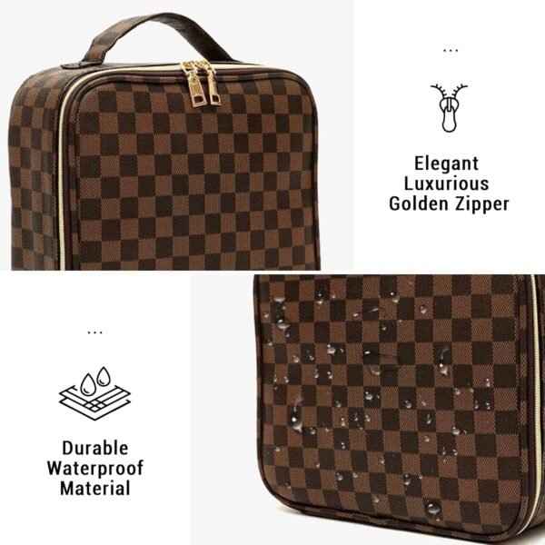 81ldHRoJl5L._AC_SL1500_.jpg Checkered Makeup Bag, Portable Makeup Bag with Adjustable Partition, Cosmetic Bags for Women Toiletry Travel Organizer Portable Make Up Bags for Christmas Birthday Gifts