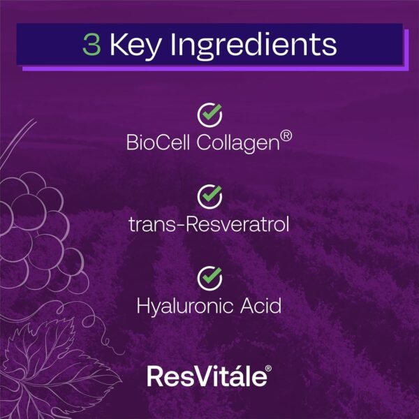ResVitale Collagen Enhance - Beauty Supplement with Hyaluronic Acid & Resveratrol - 120 Capsules