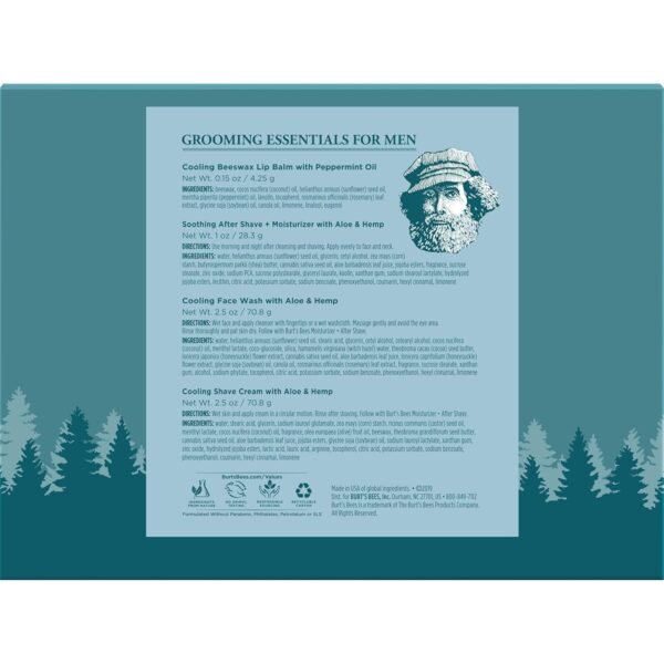 81lnJPoemVL._SL1500_.jpg Burt's Bees Gifts Ideas - Grooming Essentials Kit, 4 Products for Men - Cooling Face Wash, Shave Cream, Soothing Moisturizer After Shave & Original Beeswax Lip Balm