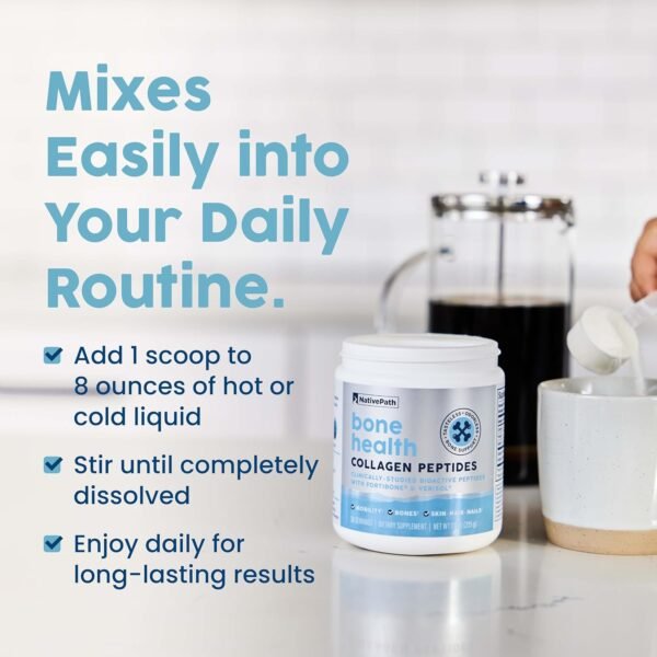 81lqgczTMyL._AC_SL1500_.jpg NativePath Bone Health Collagen Peptides, Type 1 & 3, with Fortibone and Verisol, 7.9 Ounce, 30 Servings