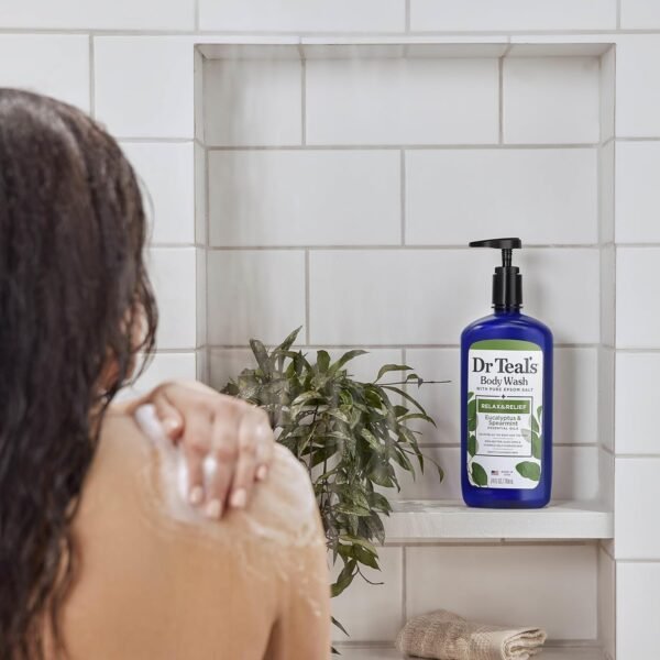 Dr Teal's Body Wash with Pure Epsom Salt, Relax & Relief with Eucalyptus & Spearmint, 24 fl oz (Pack of 2)