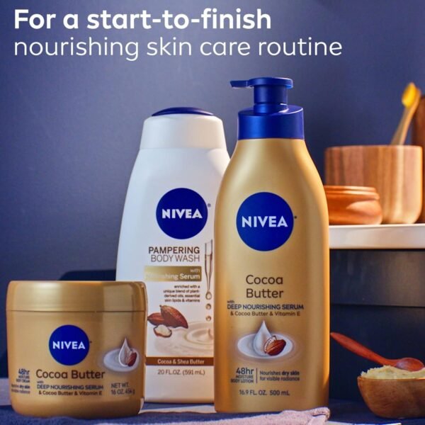 81mjuCgfBJL._SL1500_.jpg NIVEA Cocoa Butter Body Cream for Dry Skin with Hyaluronic Acid, Cocoa Butter and Deep Nourishing Serum, 72-Hour Body Moisturizer, 16 Oz Jar
