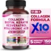 Collagen Biotin Resveratrol Saw Palmetto - Skin, Joint Health Support - Made in USA