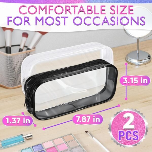 81mzRboIXYL._AC_SL1500_.jpg Small Makeup Bag for Purse – 2 Pcs Clear Zipper Pouches, Soft, Elastic, Waterproof Plastic Small Cosmetic Bag for Purse, Space-Efficient, Stylish Design – Great for Organizing Essentials on the Go