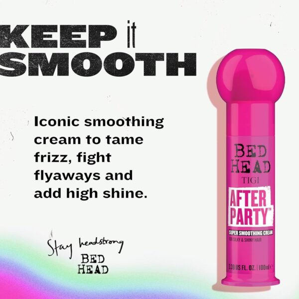 81nF4hVhXhL._SL1500_.jpg Bed Head by TIGI After Party Super Smoothing Cream – Anti Frizz hair styling product with humidity protection for frizzy, dull or coarse hair, 3.38 fl. oz.