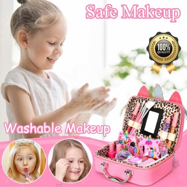 Heaning Kids Washable Makeup Girls Toys - Real Makeup Kit Kid Make up Set for Toddlers Children Princess Dress Up Christmas Birthday Gifts Toys for 3 4 5 6 7 8 9 10 11 12 Year Old Girls