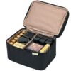 NISHEL Large Double Layer Travel Makeup Bag Women, Cosmetic Case, Organizer for Travel-Size Accessories Bottles, Brushes, Conditioner, and Skin Care Products, Black